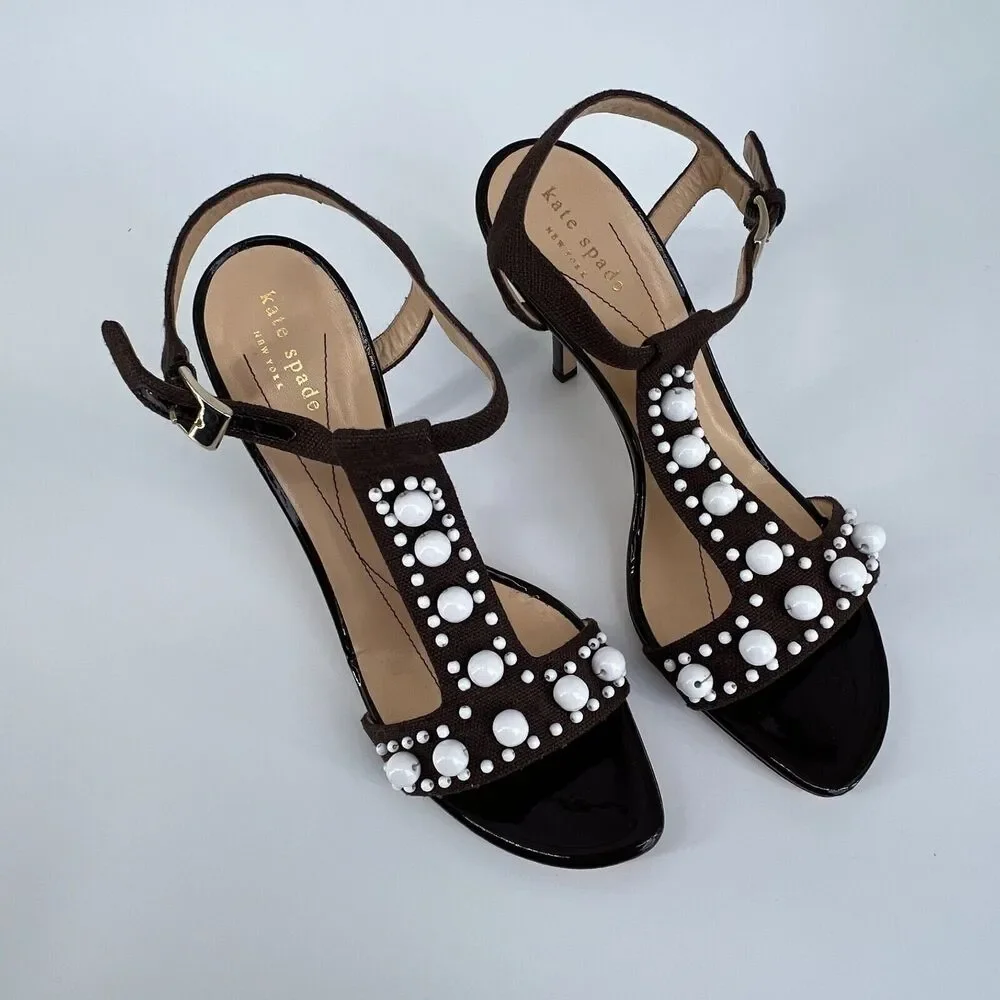 Kate Spade Looker Sz 10B Beaded Sandal Heel Italy Stiletto Dressy Summer NIB - Picture 3 of 9